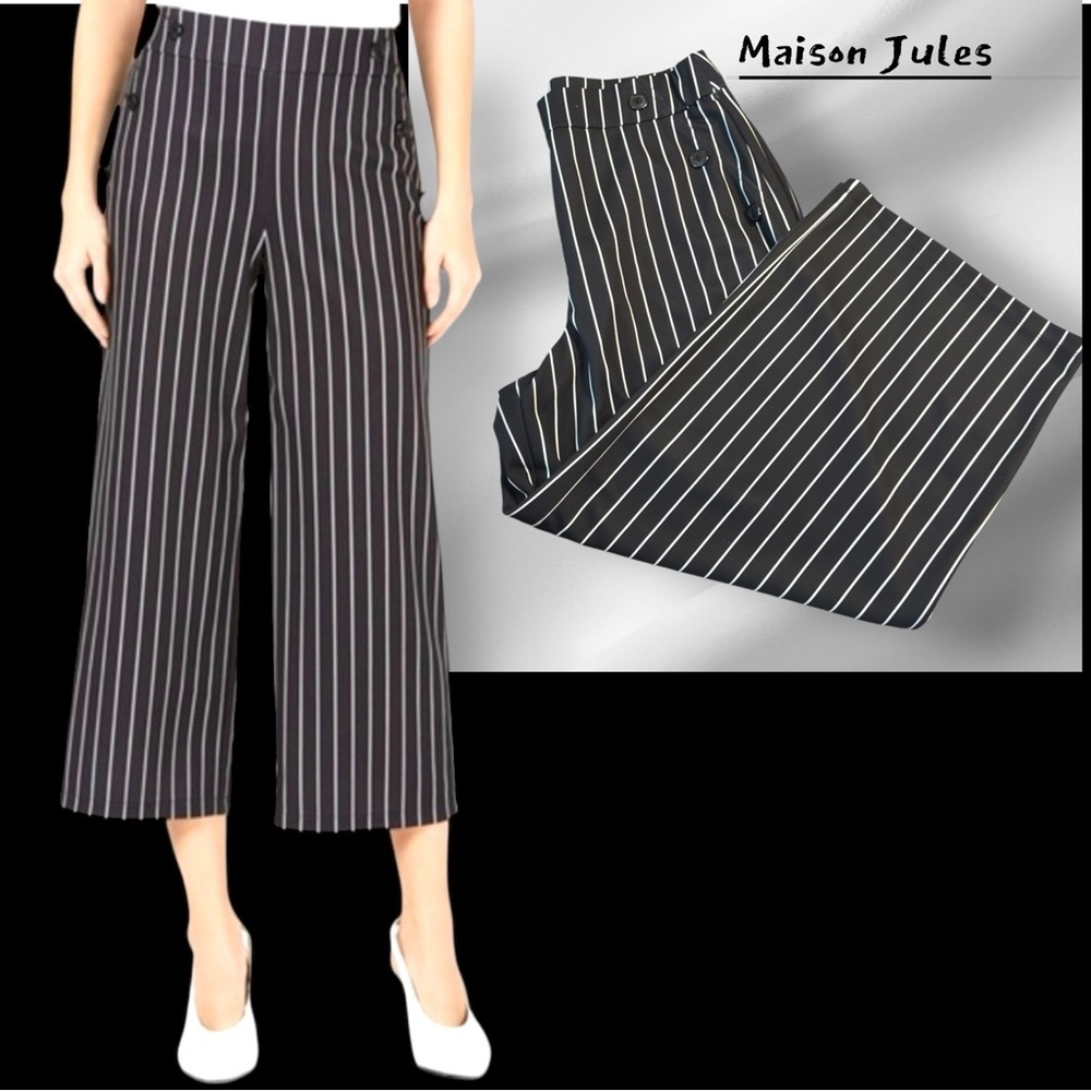 🌺MAISON JULES PIN STRIPE WIDE LEG CROP PANTS